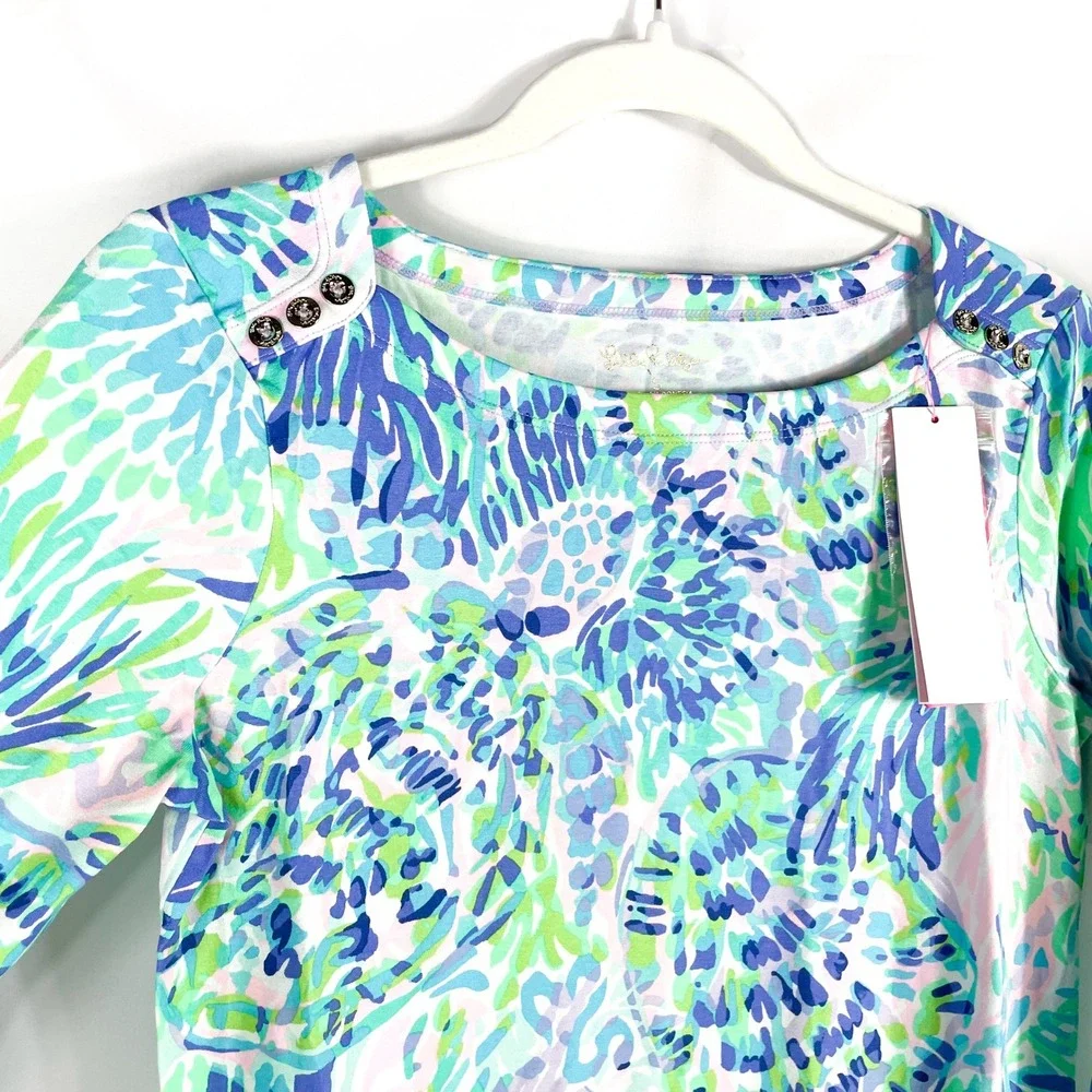 Lilly Pulitzer UPF 50+ Sophie Dress Shell of A Party Print Buttons‎ Size S - Picture 3 of 9